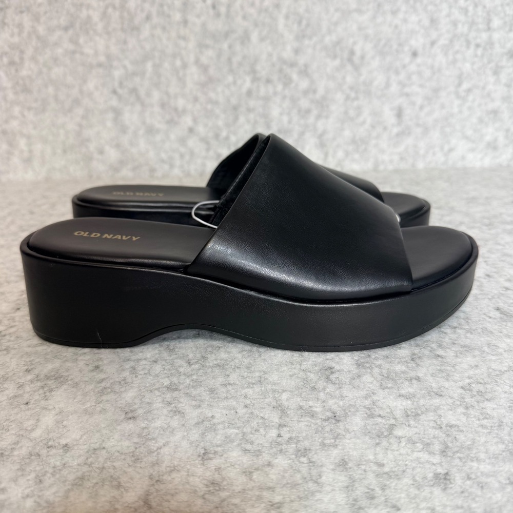 Old Navy Ramp Slide Sandals Women 9.5 Black Platform Wedge Minimalist Y2K NEW